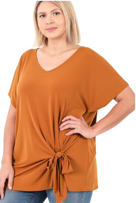 Curvy Ity Almond Front Tie Top
